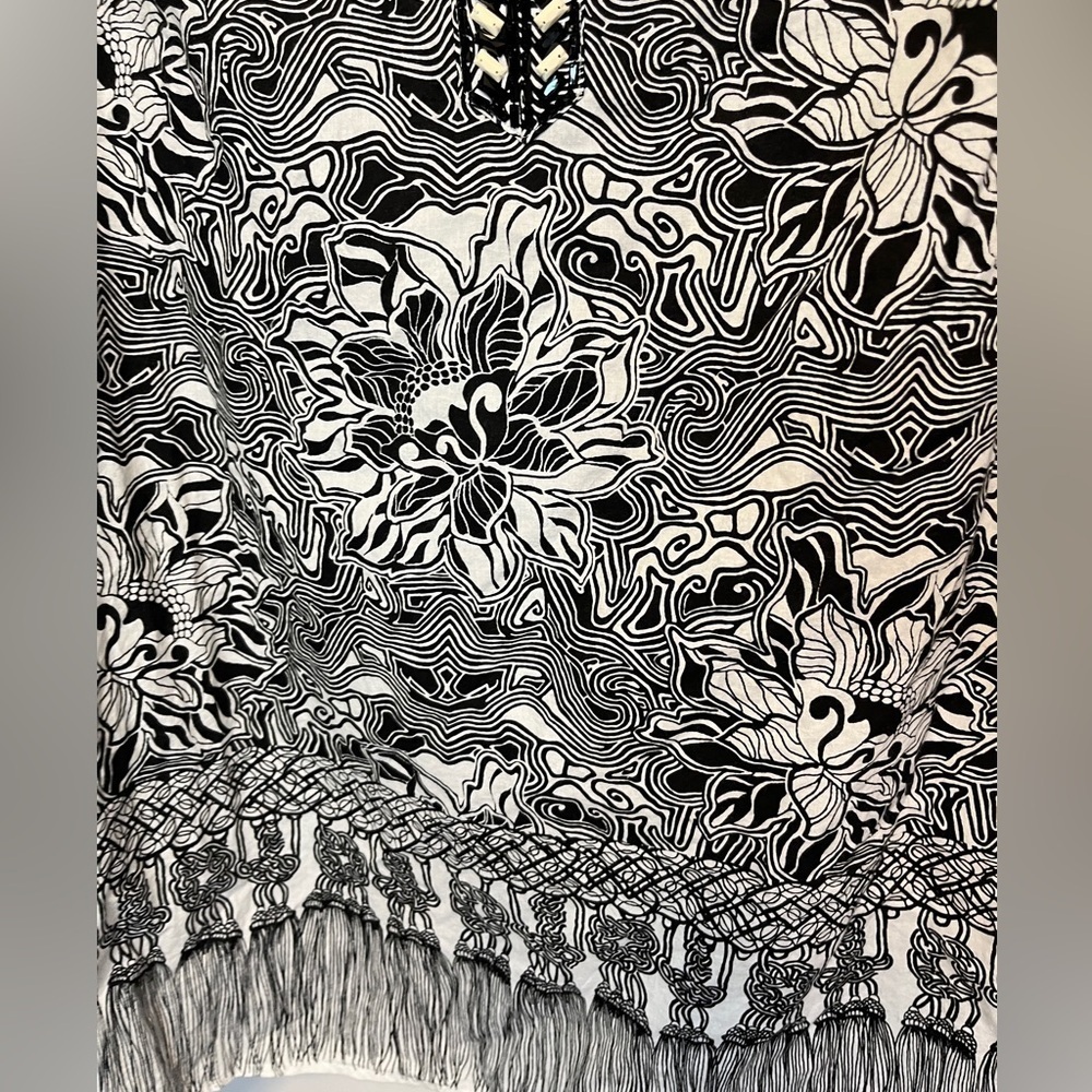 Robert Graham Beaded Black White Tunic Top S - Picture 7 of 11